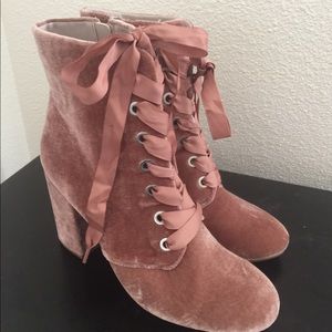Pink velour boots